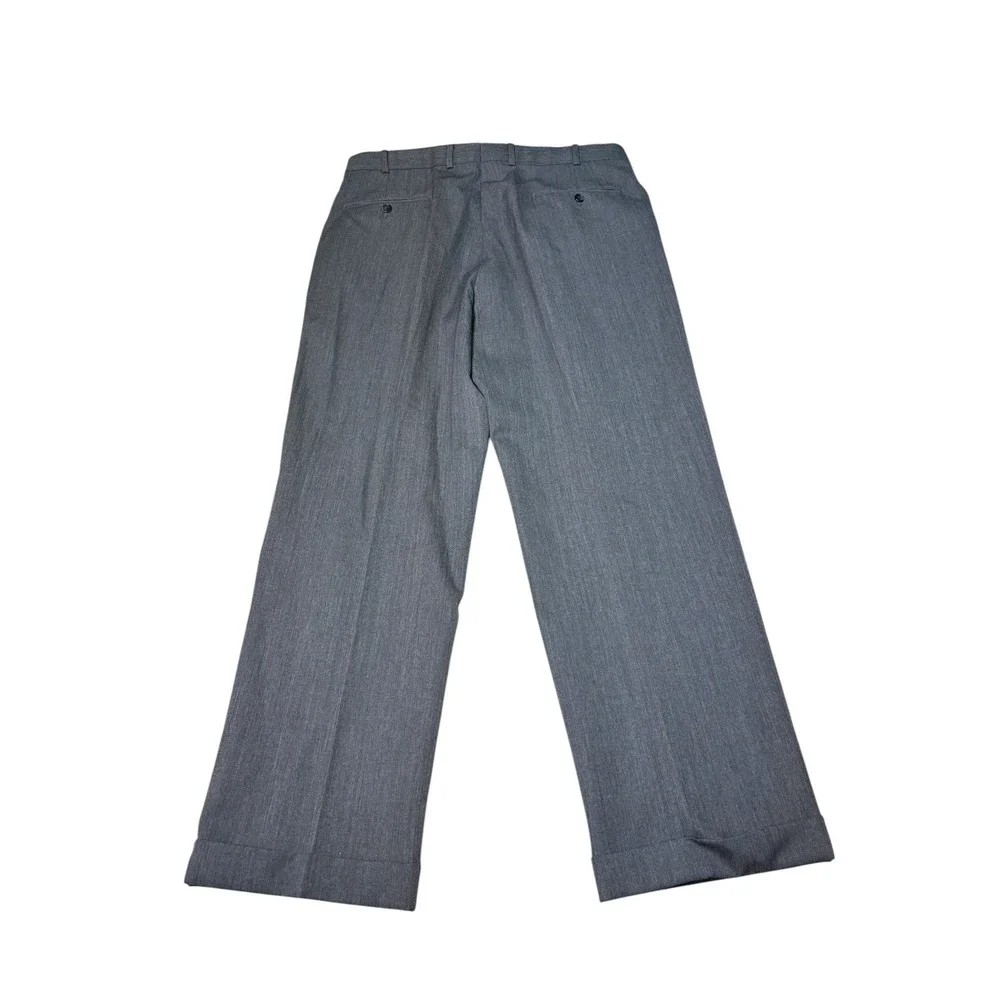 Brooks Brothers Mens Grey 100% Wool Pleated Cuffed Dress Pants Made Canada 38x30